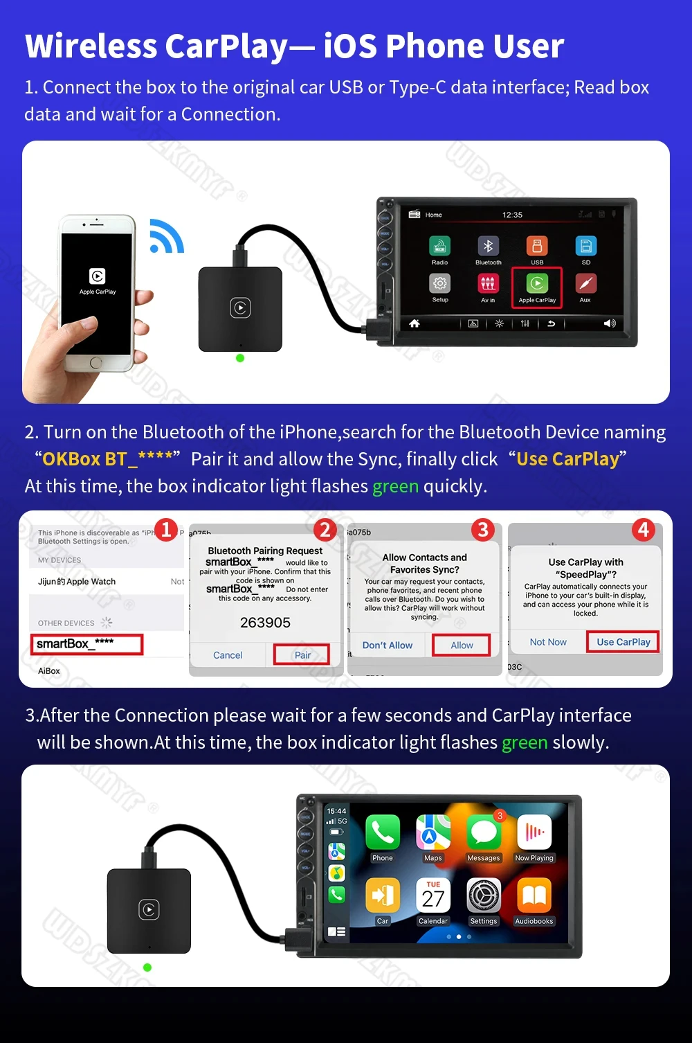 Adattatore Wireless 4 In 1 Per CarPlay E Android Auto – Plug And Play, Screen Mirroring E Chiamate