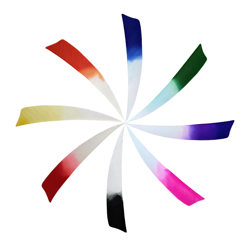 

50Pcs 4 Inch Gradient Color Real Turkey Feather Arrow Vanes, Shield Cut, Right Wing, Suitable for Recurve Bows and Compound Bows