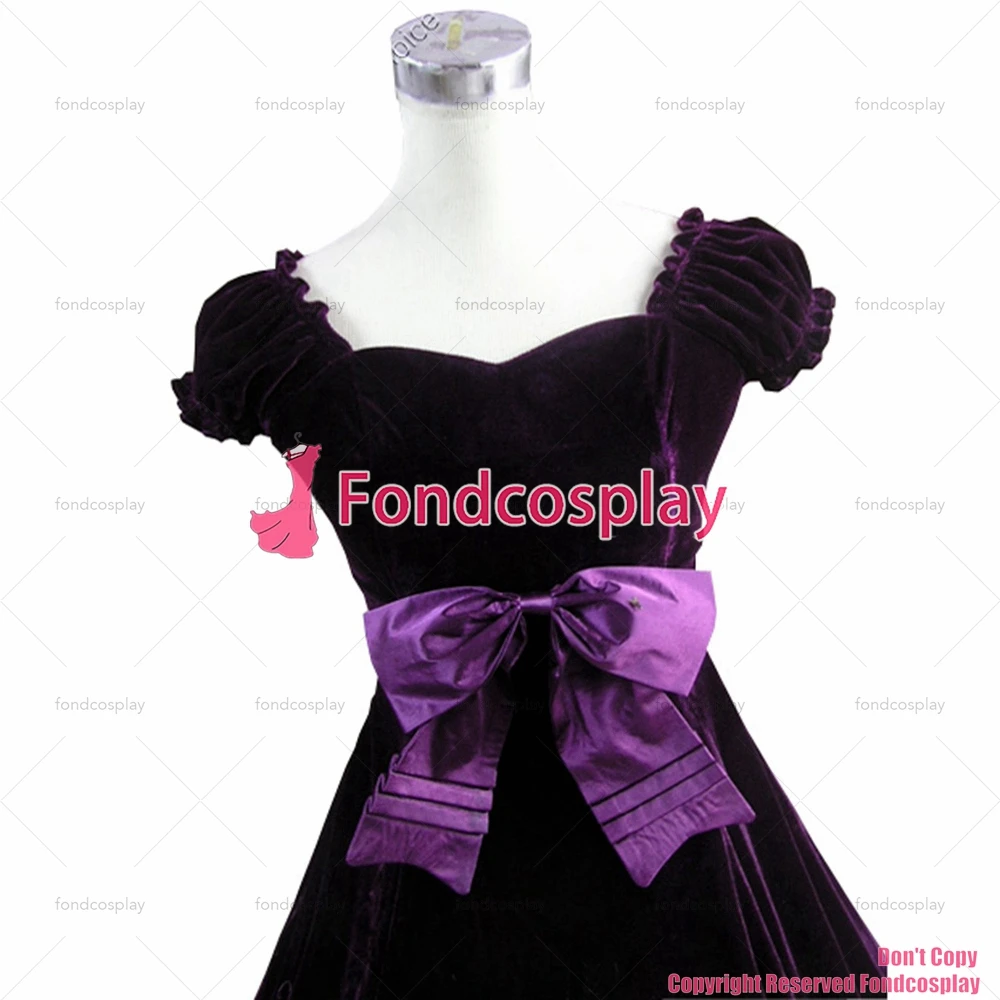 fondcosplay Gothic Lolita Punk Medieval Gown Violet Purple Velvet Ball Long Evening Dress black cotton skirt CD/TV[CK1401]