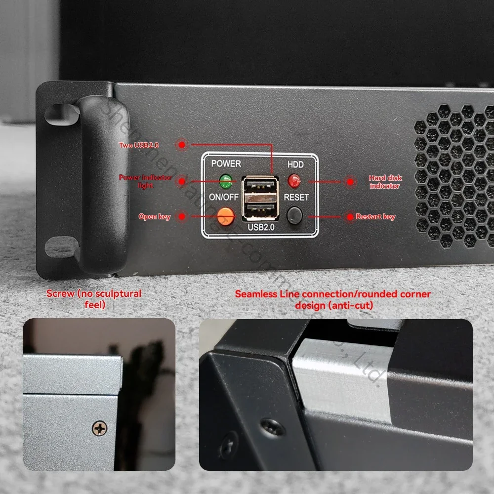 New Industrial Control Chassis Software Router NAS Monitoring Server ATX Board Position 6CM Fan FLEX Power Supply Steel Black