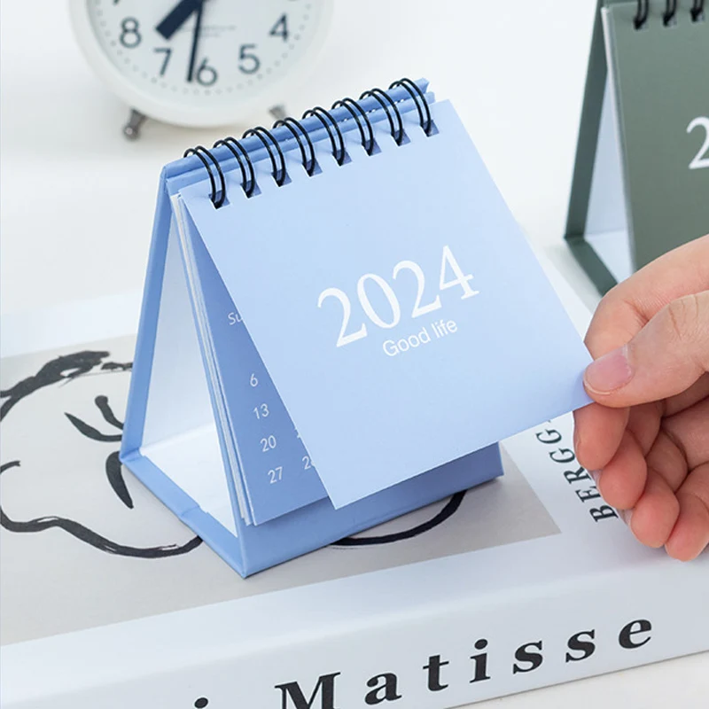 2024 English Calendar Mini Desk Calendar Desktop Ornaments Agenda 2024 Office Desktops Supplies