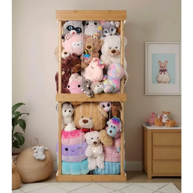 

Premium Bamboo Montessori Stuffed Animal Storage Zoo Container Wood Plush Toy Organizer Stuffy Holder