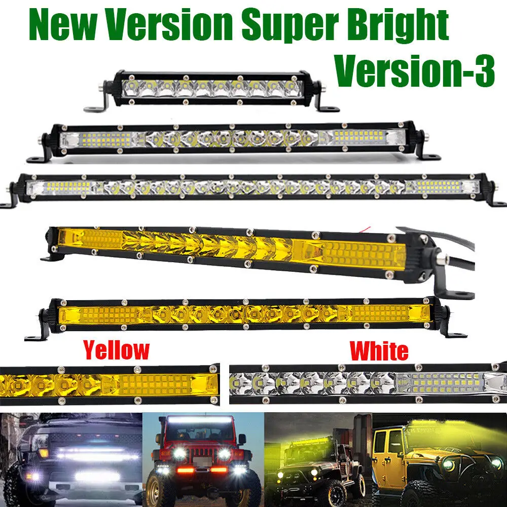 

New Single Row Car LED Work Light Bar 7/13/20/25/32/38/45/50 inch 450W White/Yellow Off-road Fog Driving Lamp For Car Truck