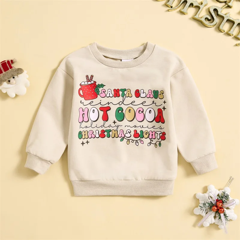 2023-10-11 Lioraitiin 6M-4Y Toddler Girl Boys Christmas Sweatshirts Pullover Long Sleeve Crewneck Sweat Tops