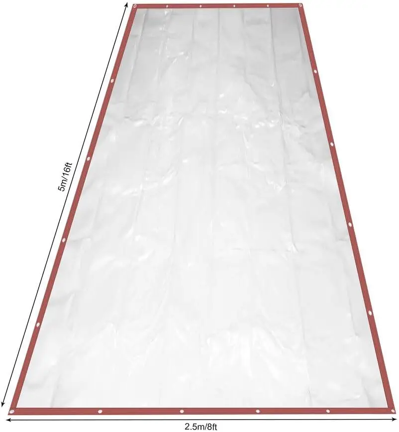 Mult-Size Commercial Durable Rainproof PVC Clear Awning Canopy Curtain Enclosure Patio Roll up Enclosure W/Brown Edge
