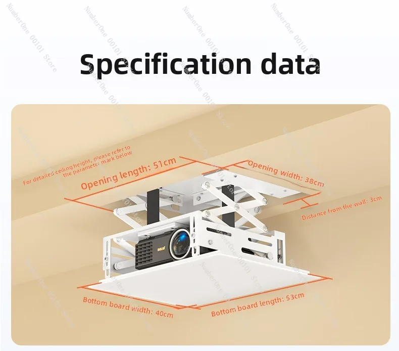 Ultra-thin Hidden Electric Projector Hanger Automatic Lifting Cross Shear Bracket Remote Control Projection Mount