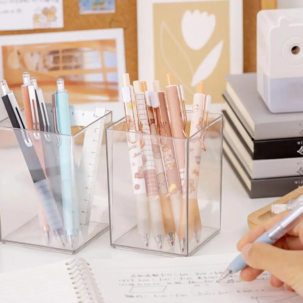 Pen Holder Stand Transparent Visible Large Capacity Stationery Makeup Brush Pencil Storage Box