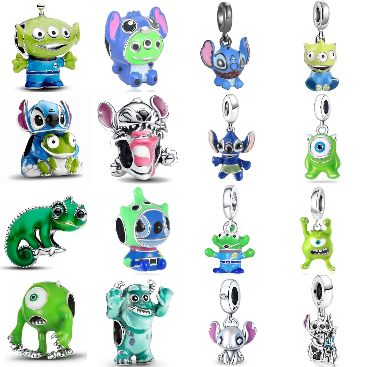 

925 Silver Miniso Disney Series Furry Sullivan Stitch One-eyed Monster Cartoon Beaded Original DIY Bracelet Necklace Accessories