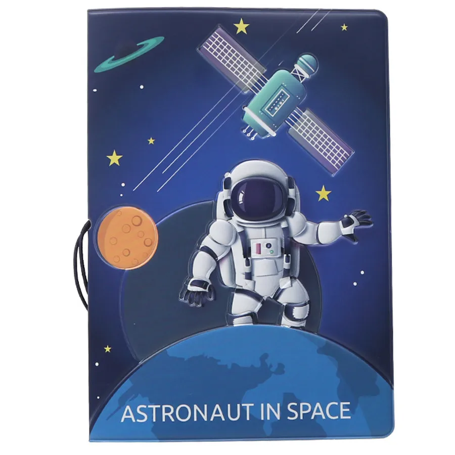 Creative Astronaut Passport Cover Wallet Bag Letter Men Women Pu Leather ID Address Holder Portable Boarding Travel Accessories