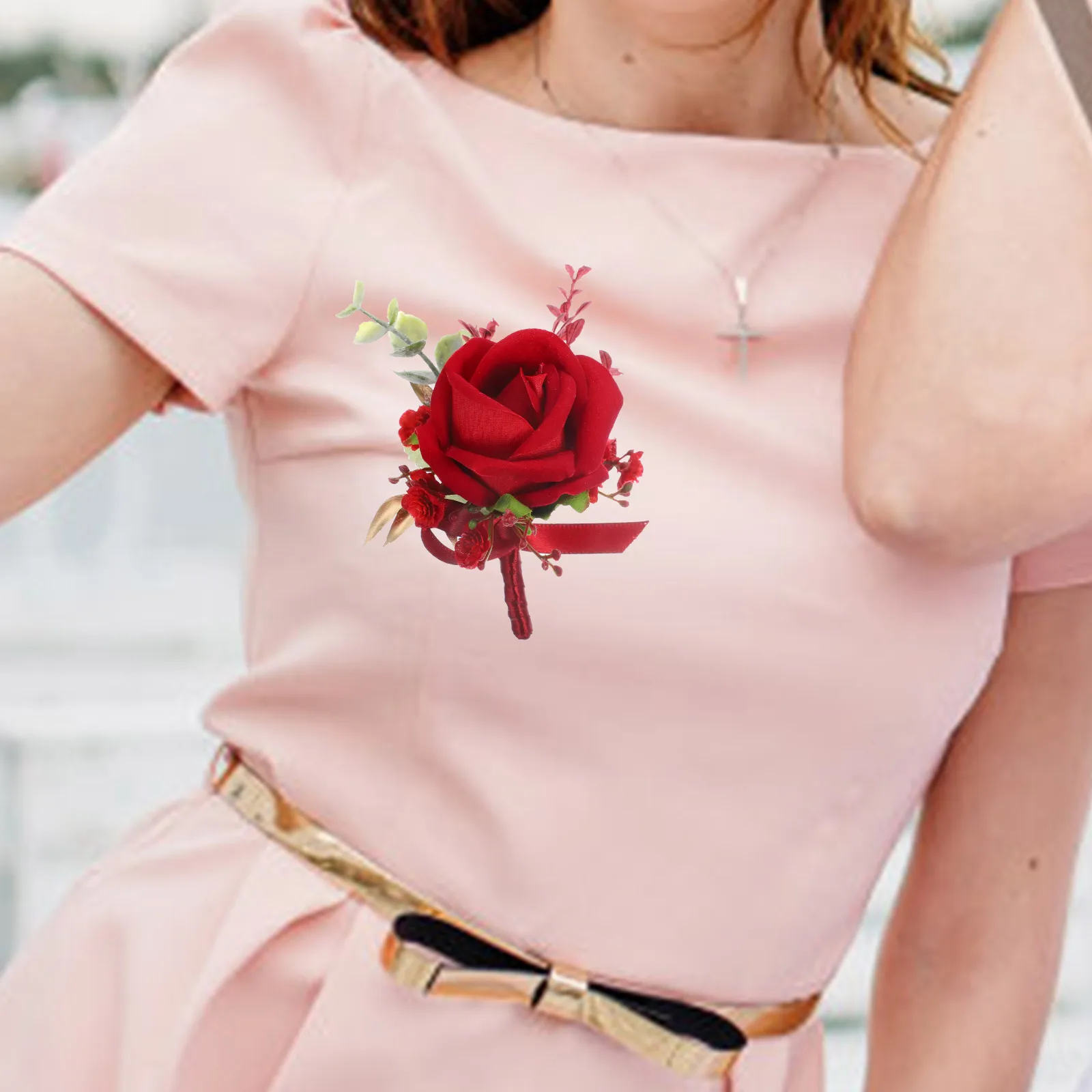 

Artificial Rose Wedding Boutonniere Elegant Groom Bride Corsage Party Celebration Decoration Wedding Rose Boutonniere