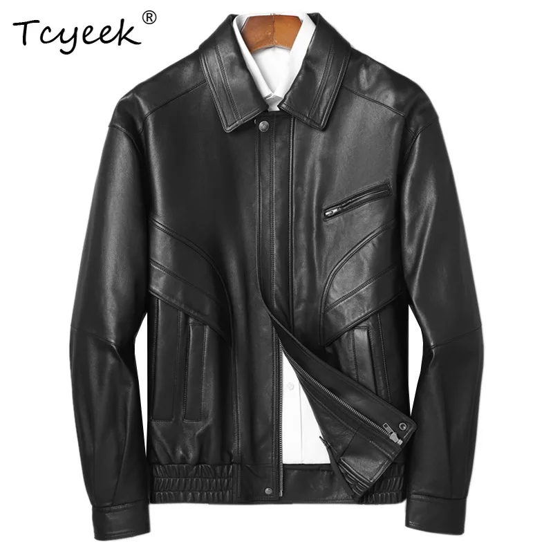 Tcyeek Real Leather Jacket Men Clothing Motocycle Coat Detachable Goose Down Liner Autumn Winter Mens Coats Streetwear Loose It
