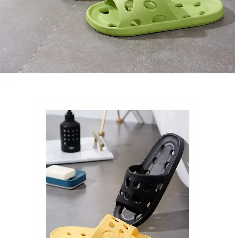 Pantuflas de baño para mujer, sandalias de verano con diseño de queso, zapatos de EVA para hombre, chanclas suaves antideslizantes, pantuflas de interior para parejas