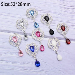 DIY Silver Metallic Crystal Rhinestone Jewelry Ornaments Flat Bottom brooch Clothing Jewelry Components 5pcs
