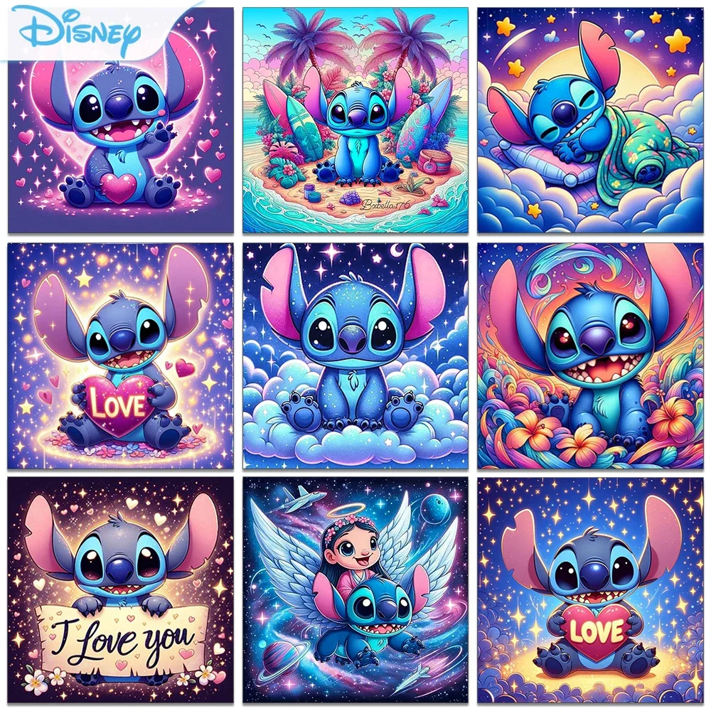 Disney Stitch Diamond Painting Kit Colorful Flower Sticker Diamond Embroidery Handmade DIY Mosaic Home Decoration Gift