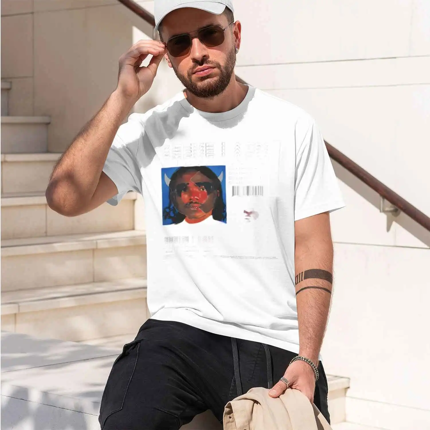 ist Abstract Design Men's T-Shirt Steve Lacy Portrait And Text Graph Summer Casual Wear For Fans And Enthusiasts 2026 New Model