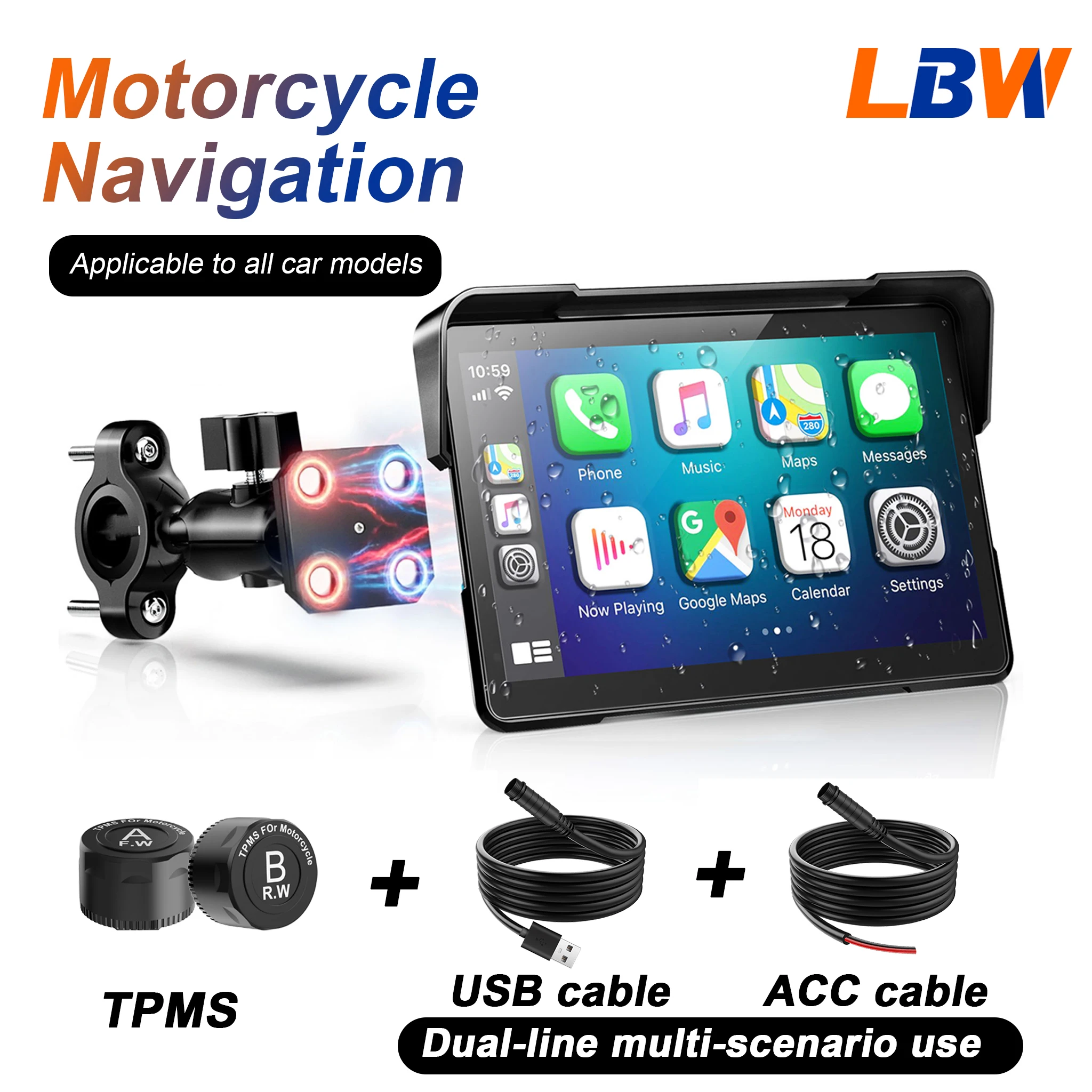 

New Wireless Magnetic Motorcycle CarPlay Android portable quick-release Smart Display Compatible TPMS For All Motorcycle Models