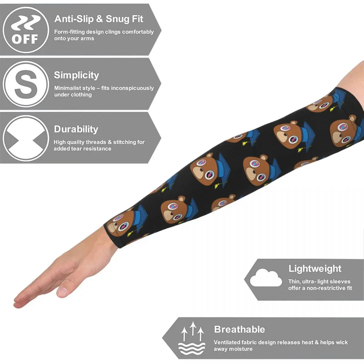 Kanye West Dropout Bear Chicago Vintage graduación mangas de brazo al aire libre cubierta de protección solar UV mangas de tatuaje de ciclismo de verano