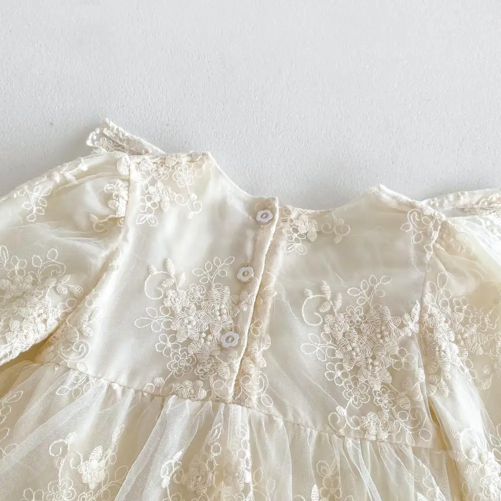 2024 Autumn Baby Girl Solid Color Romper Round Neck Children Clothing Lace Boutique Newborn Jumpsuit Outdoor Girls Clothing image 4