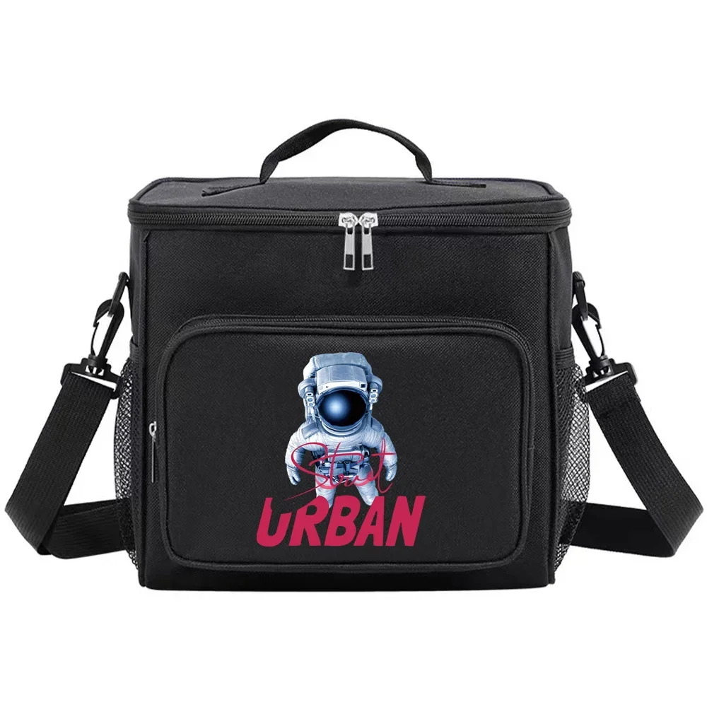 Lunch Box Thermal Handbag Cooler Organizer Case Waterproof Outdoor Travel Shoulder Lunch Bag for Men and Women Astronaut Pattern