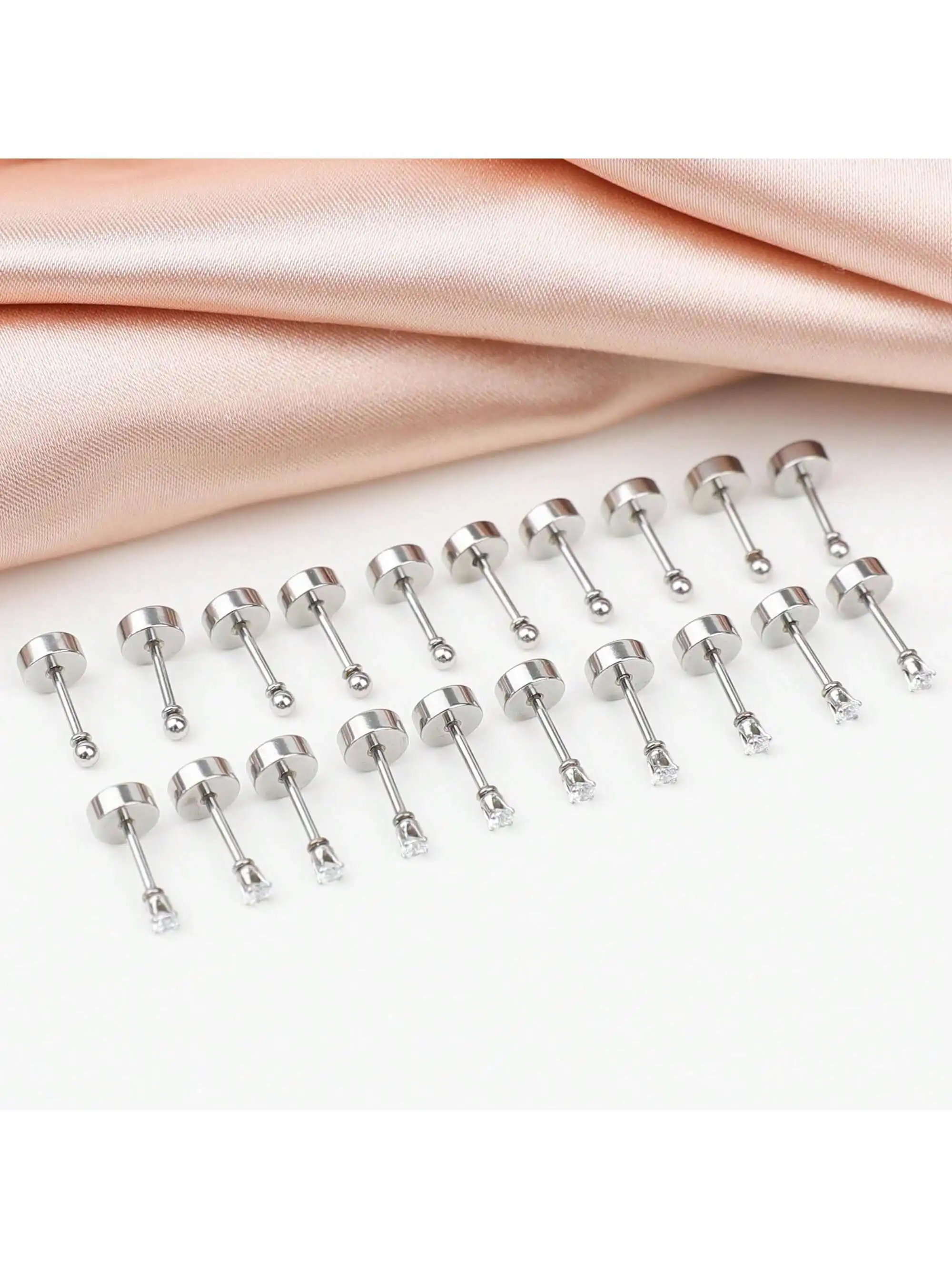 10 Pair Tiny Gold Flat Back Stud Earrings Set