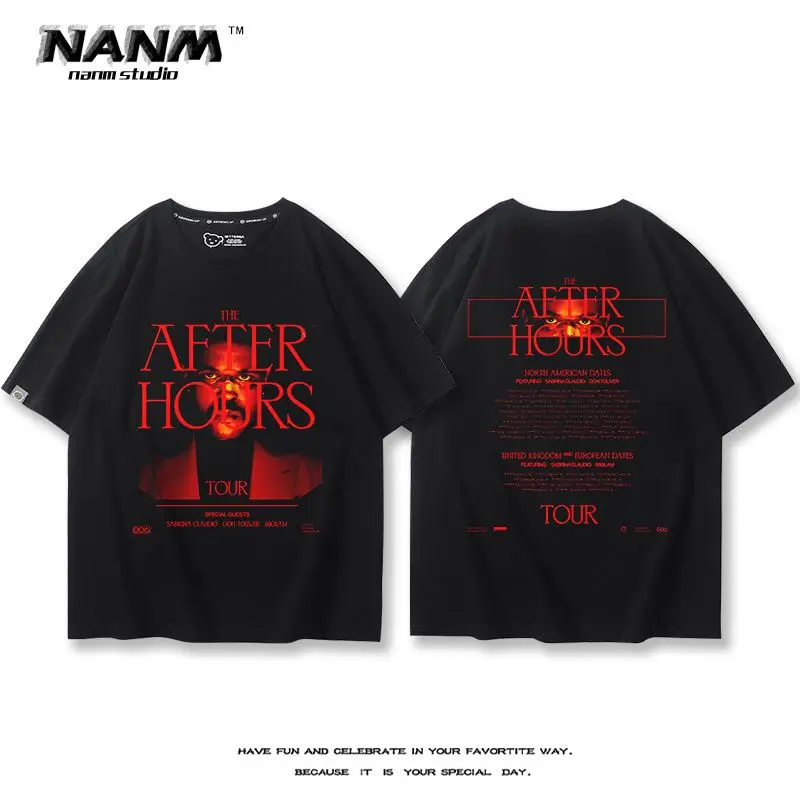 2026 The Weeknd Men's and Women's Short Sleeved Summer American Rap Hip Hop Rock Top T-shirt
