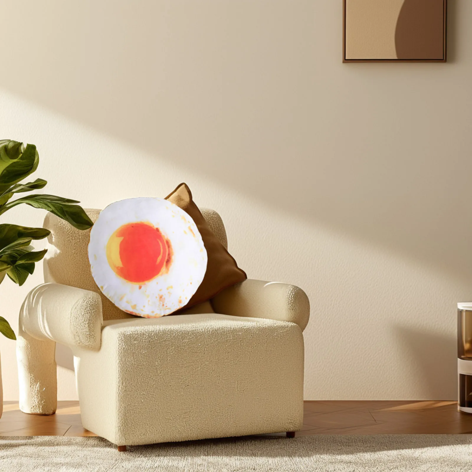 

Fried Egg Pillow Cute Food Design Cushion for Bed Sofa Creative Home Decor Egg Shaped Comfortable Cushion Food Novelty Pillow