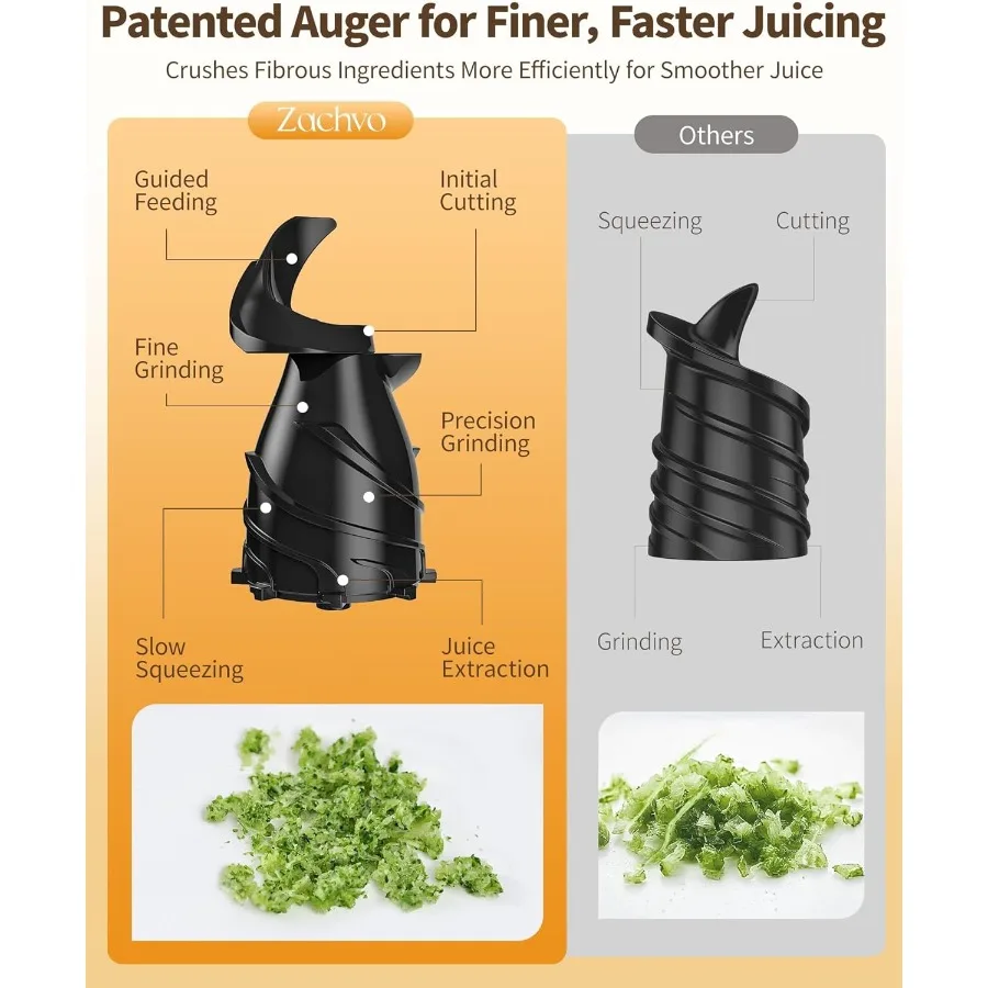 آلات عصارة بالضغط البارد مع مزلق تغذية كبير 5.8 للخضروات والفواكه بالكامل تكنولوجيا المضغ البطيء تضمن ارتفاع J