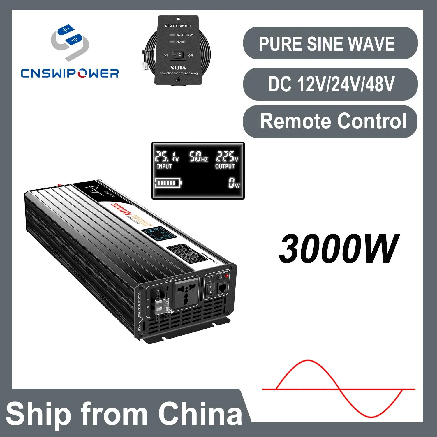 Car Inverter 12V 220V Power 3000W Converter 24V 48V 12 Volts 110V auto Inversor 12v 220v Transformer Solar