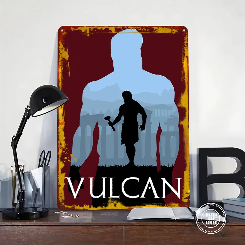 Mythology - Vulcan Tinplate Poster Customized Wall Art Vintage Retro Metal Signs for House Decor Interior Decoration Living Room