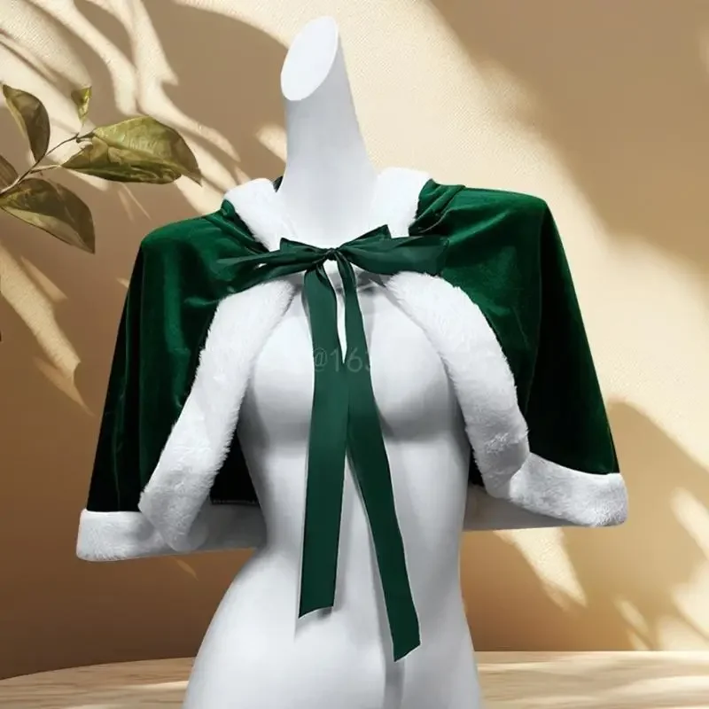 Christmas Capes Shawl with Rabbits Ears Festive Party Wear for Women and Teens Holiday Celebrations Open Front Capes image 4