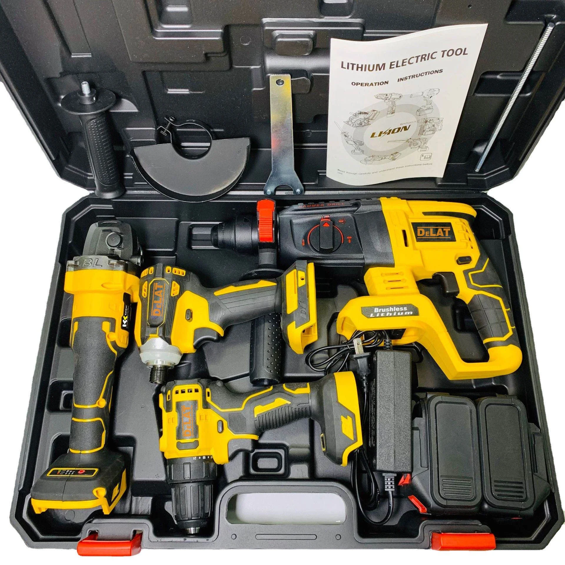 

Factory Power Drills Kit 21v Portable Electric Cordless Brushless 18v Cordless Drill Lithium Battery Power Tools Kit