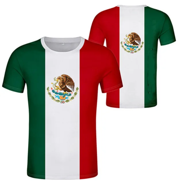 

Summer men's 3D Mexican flag printed short sleeved T-shirt, quick drying sportswear, red and green