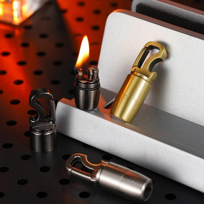 

Mini Keychain Waterproof Metal Lighter Multifunctional Bottle Opener Pendant Light Grinding Wheel Open Flame Cigarette Lighter