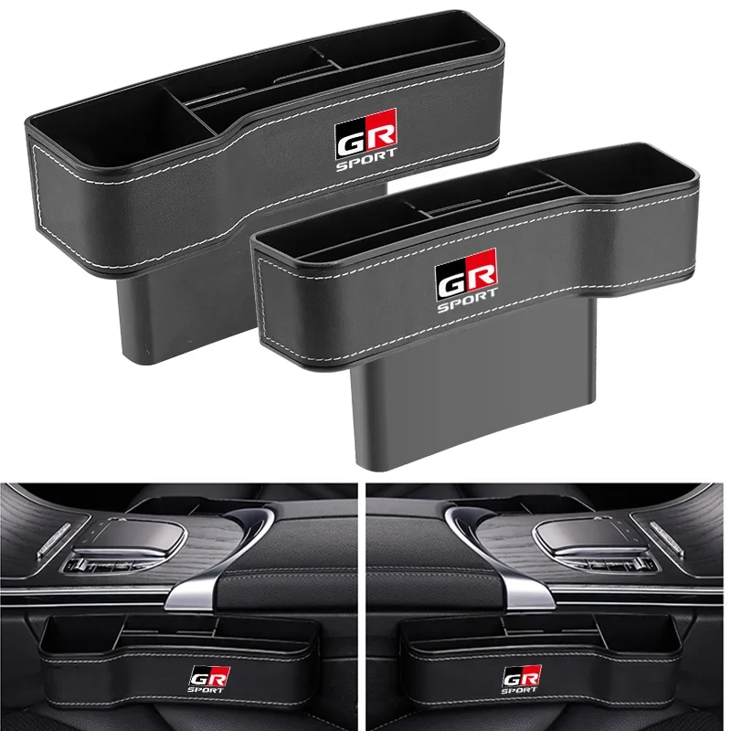 

High Capacity Leather Organizer Car Front Seat Gap Storage Boxes For Toyota GR Sport C-HR Gazoo RAV4 Racing Mirai Avensis Prado