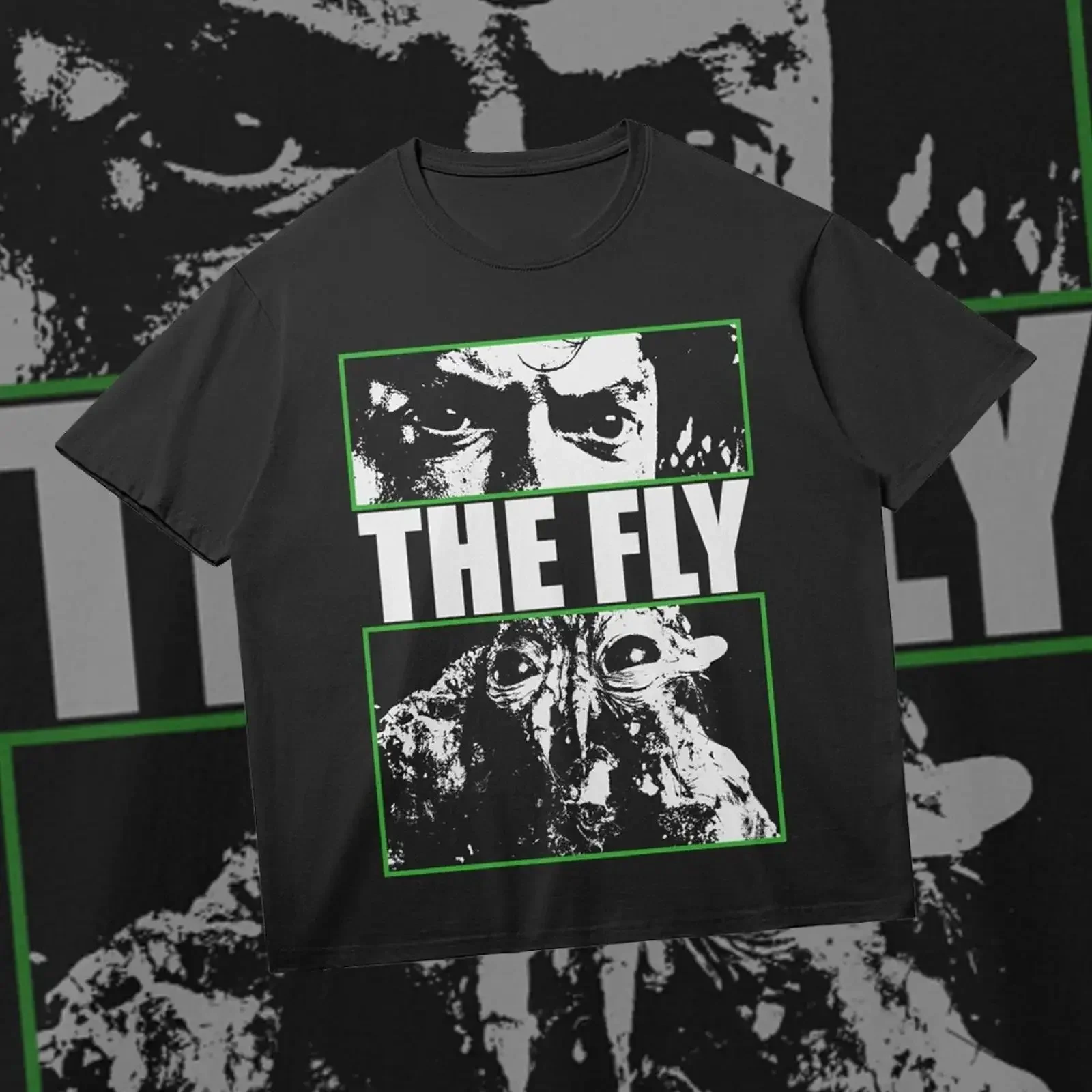 Retro Vintage THE FLY 90er Jahre Horrorfilm S 5XL Vintage Washed Lässige Mode Bequemes Oberteil für den Alltag Leicht gewaschen