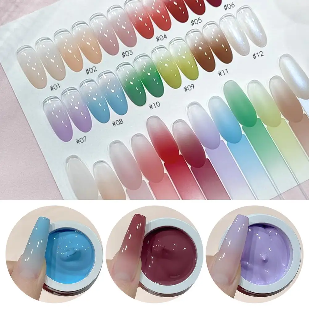Gel de pintura de uñas con gradiente de cojín de aire, Enfoque Suave, mate, rubor de remojo, acabado de Gel de gelatina de larga duración, esmalte de uñas en Gel O5U5