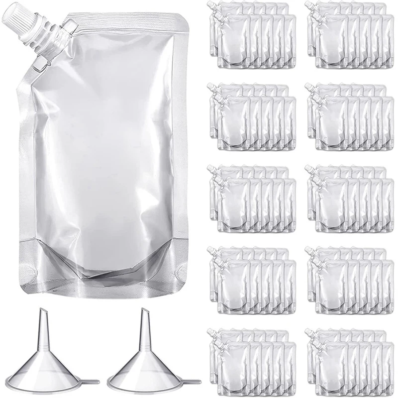 PORK-100Pcs Portable Transparent Plastic Spout Pouch Plastic Pouch For Liquid Drink Pouch Sealed Packaging Bag