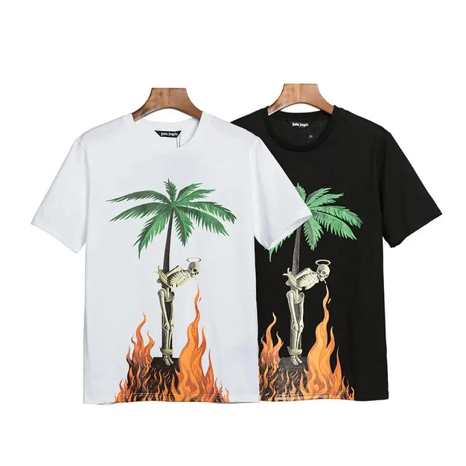 Summer Men'S T-Shirt Beach Coconut Tree Scenery Foreign Style Short Sleeve Designer Print Oversized O-Neck Harajuku Street Shirt