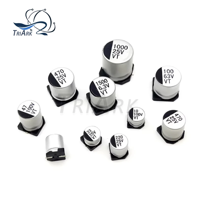 10 قطعة SMD الألومنيوم مُكثَّف كهربائيًا 6.3V 10V 16V 25V 35V 50V 2.2 فائق التوهج 4.7 فائق التوهج 10 فائق التوهج 22 فائق التوهج 33 فائق التوهج 47 فائق التوهج 68 فائق التوهج 100 فائق التوهج 220 فائق التوهج 330 فائق التوهج 1000 فائق التوهج