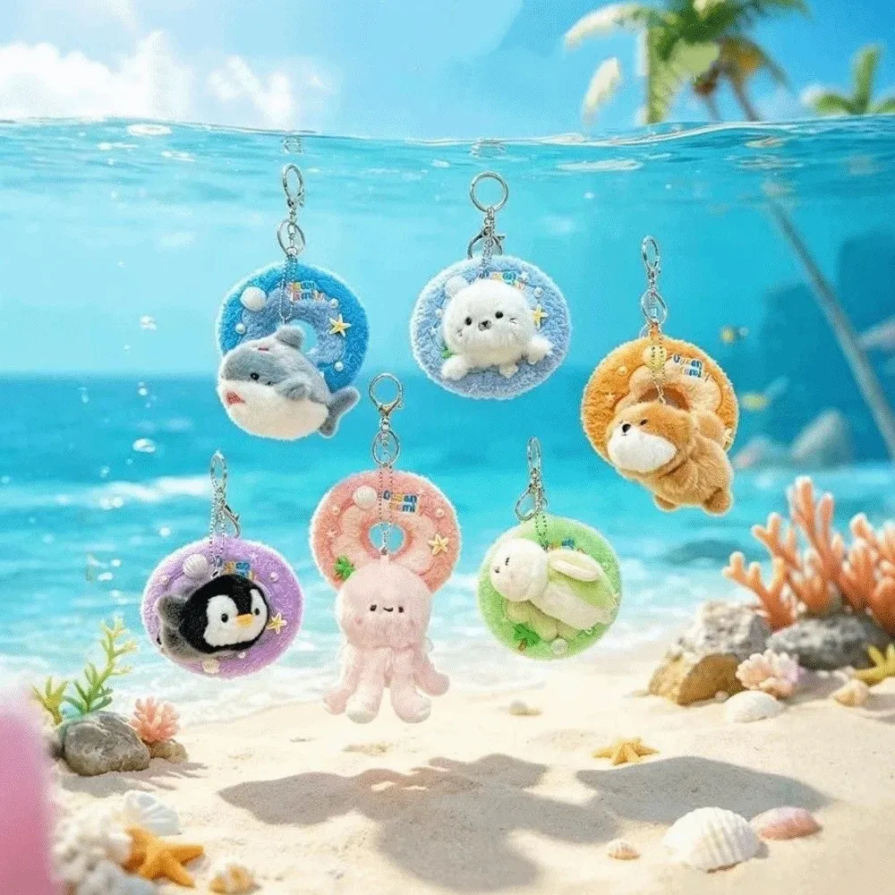 Vivid Soft Plush Plush Keychain Fluffy Short Plush Fabric Small and cute Marine Animal Plush Bag Charm Bag Pendant