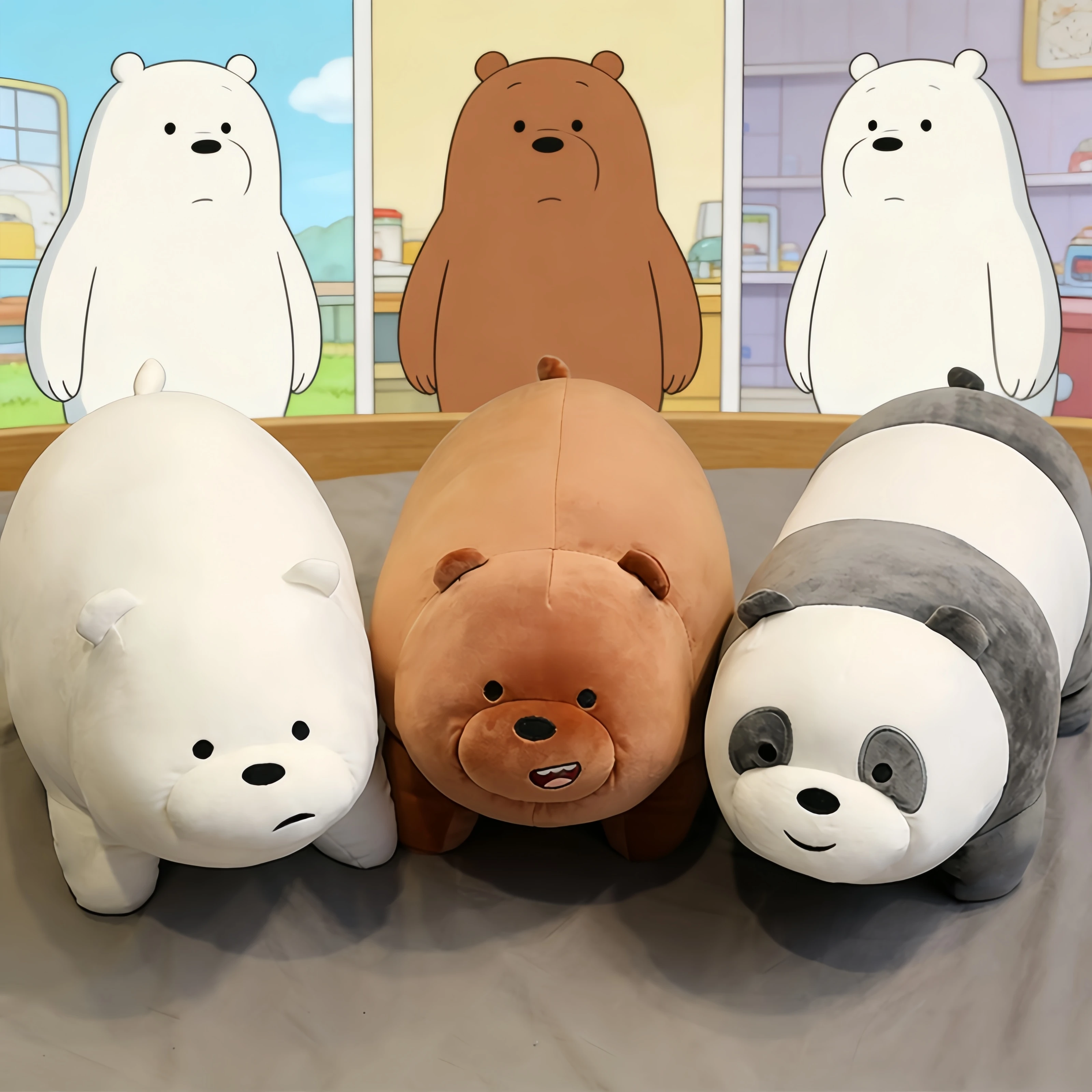 

Мягкая игрушка-медведь из мультфильма «Мы, три медведя»: гигантский плюшевый медведь, полярный бурый медведь, панда, пушистая подушка для дивана, кукла для объятий, подарок