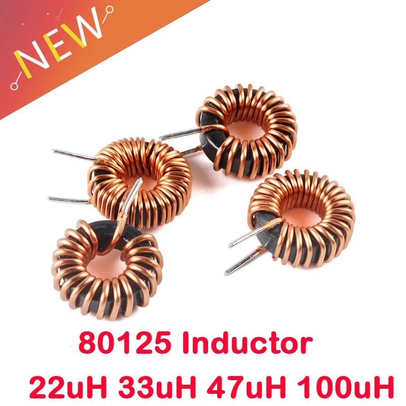 5Pcs/1pc Toroid Core Inductors 80125 Winding Magnetic Ring Inductance 22uH 33uH 47uH 100uH Toroidal Coil Iron Silicon Aluminum