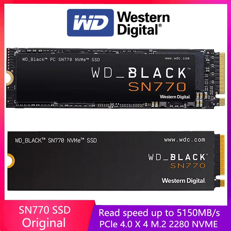 Western Digital WD SN770 Internal SSD 1TB 500GB 2TB SSD NVMe M.2 2280 PCIe 4.0 X4 SSD Drive Solid State Disk for PC PS5 Desktop