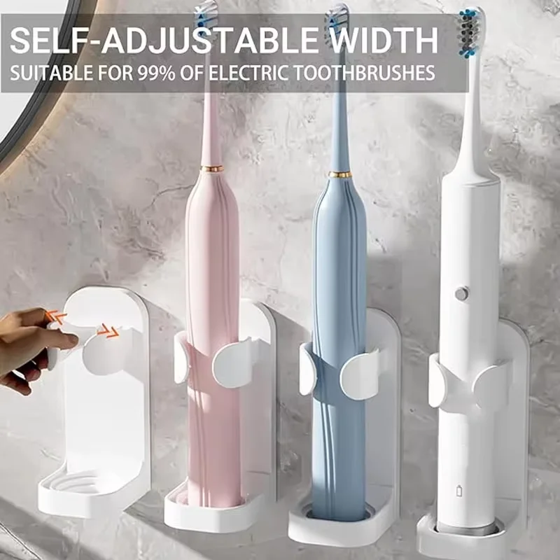 6Pcs Self Adhesive Razor Holder Punch-Free Wall Mounted Shaver Organizer Traceless Storage Rack for Toothbrush & Electric Shaver