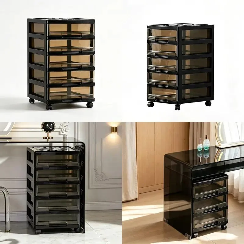 Storage Trolley with Drawer Style Multi Layer Locker for Manicure and Vanity Accessories