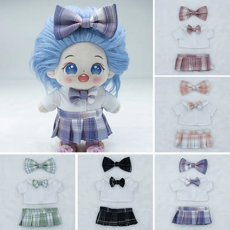 10cm 20cm baby clothes JK dress set 15cm cotton doll clothes accessories doll Bow tie pleated skirt doll accessories