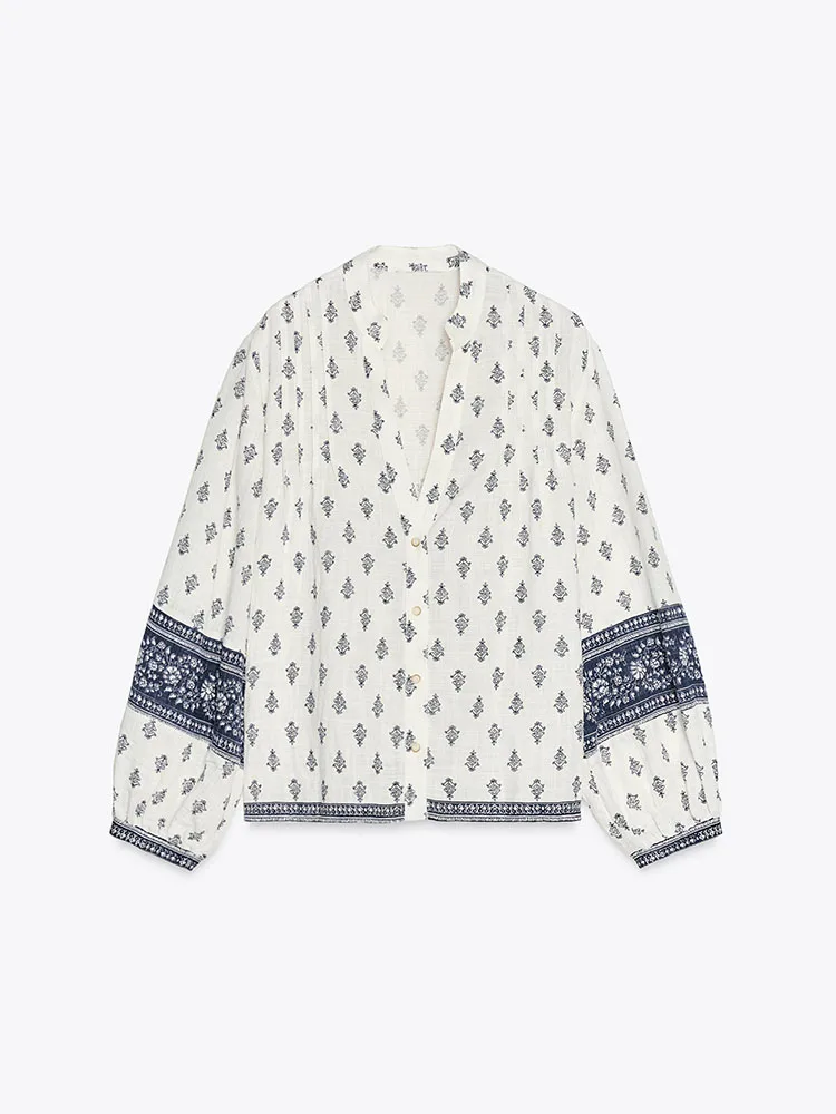 

Новое весеннее поступление, женский повседневный топ с принтом irt Puffy Sve V-Ne Long Sve Другое 00% материал, универсальный топ Sli