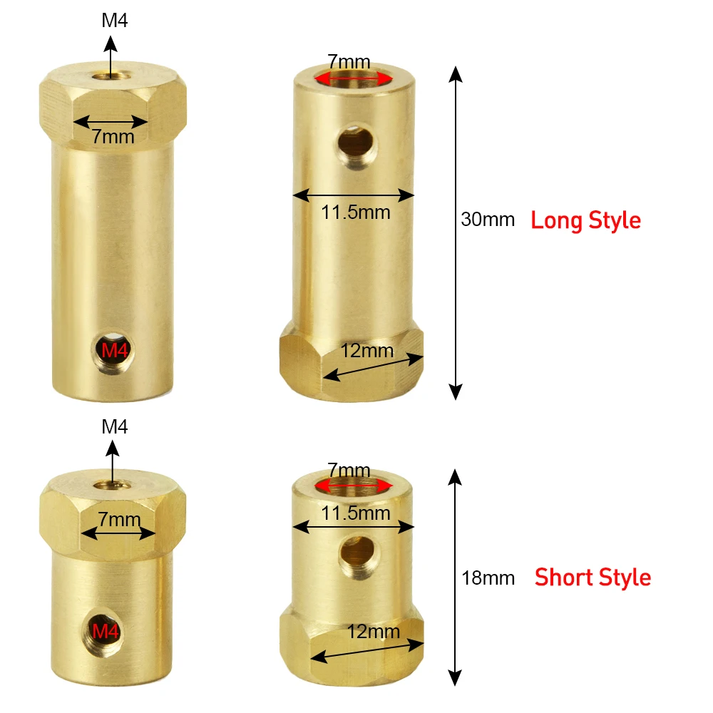 Axspeed ข้อต่อเพลาล้อหกเหลี่ยม4ชิ้น12มม. ดุมล้ออะแดปเตอร์ปลอกทองเหลือง3/4/5/6/7/8 /mm สำหรับชิ้นส่วนอะไหล่รถยนต์เรือ RC
