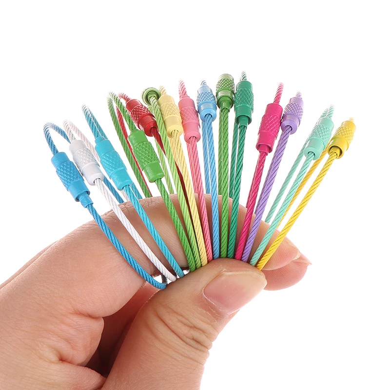 10pcs Random Length 15cm Steel Wire Keyring Steel Cable Keychain Cable Keychain Cable Luggage Label Rings Cable Rings For Keys