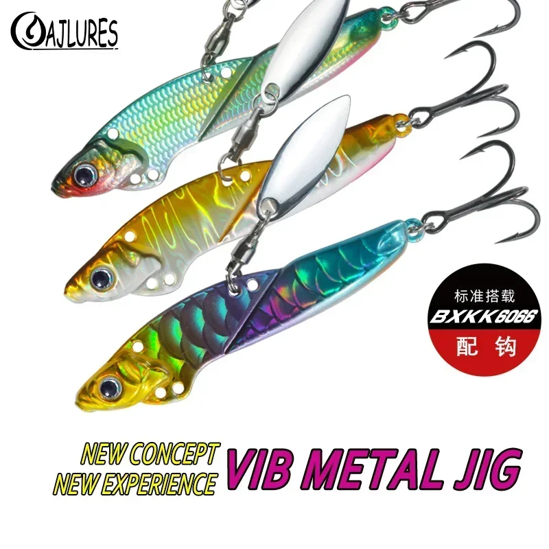 1Pcs New Metal Jig VIB Lure 8g 16g 21g Vibration Jigging Bait Spinner Spoon Fishing Lures Sequins Bass Pike Perch Fishing Tackle